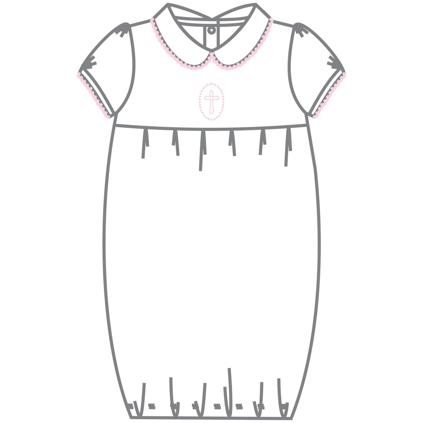 Blessed Embroidered Collared Short Sleeve Gown - Pink