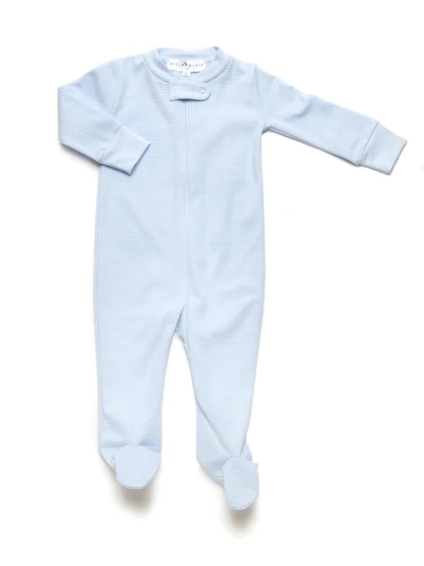 Baby Boy Blue Mini Stripe Footie/Sleeper