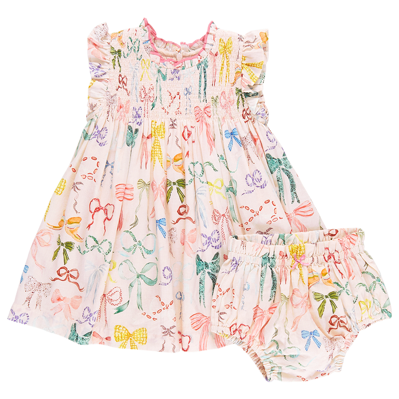 Baby Stevie Dress Set - Watercolor Bows