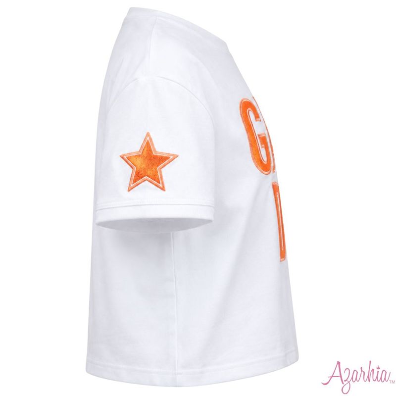 Orange Shimmer Applique Game Day Boxy Tee