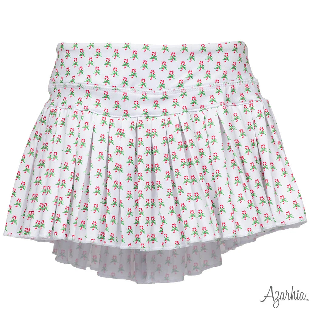 Candy Cane Print Pleated Skort