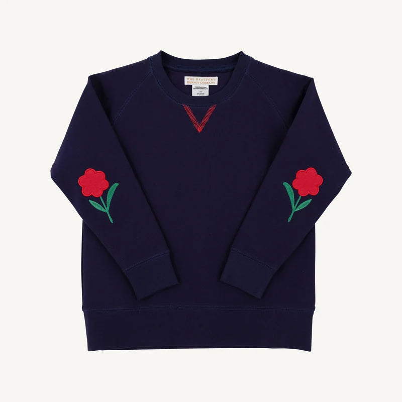 Cassidy Comfy Crewneck- Nantucket Navy Flowers