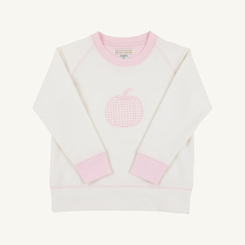Cassidy Comfy Crewneck- Palmetto Pearl Palm Beach Pink Gingham