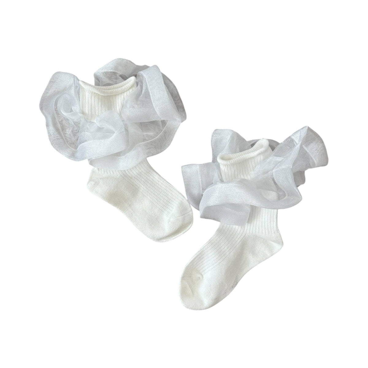 White Organza Ruffle Socks