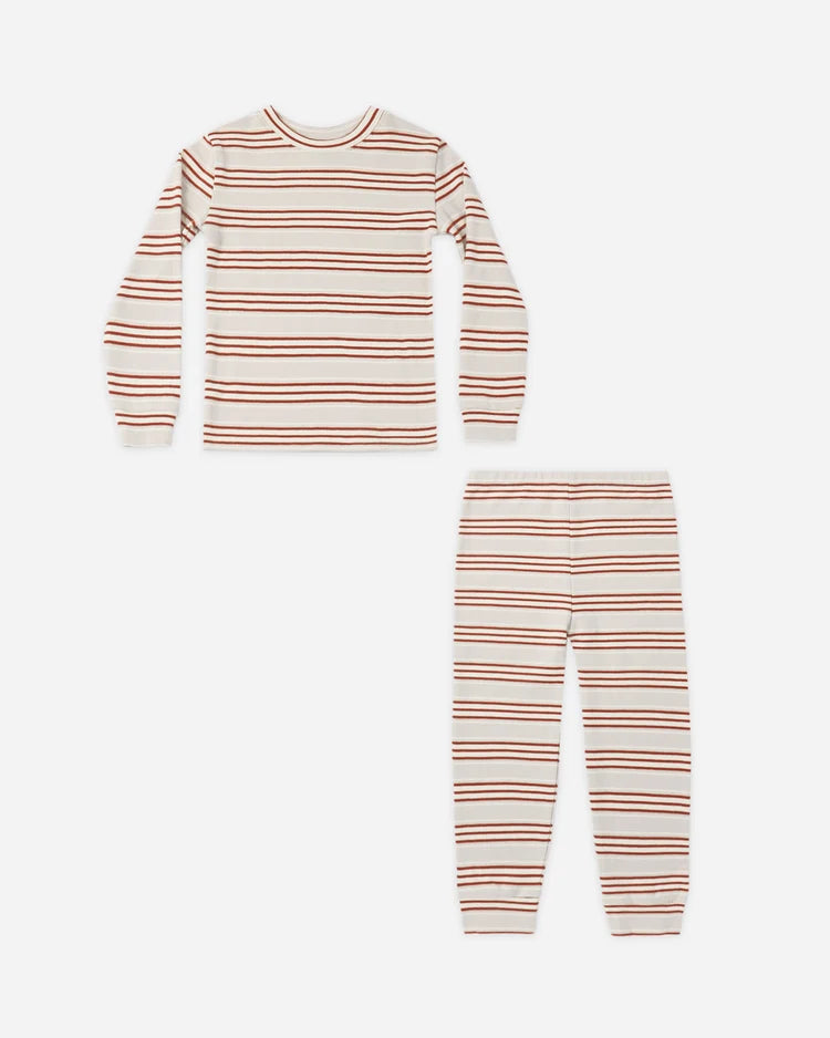 Organic Long Sleeve Pajama Set Holiday Stripe