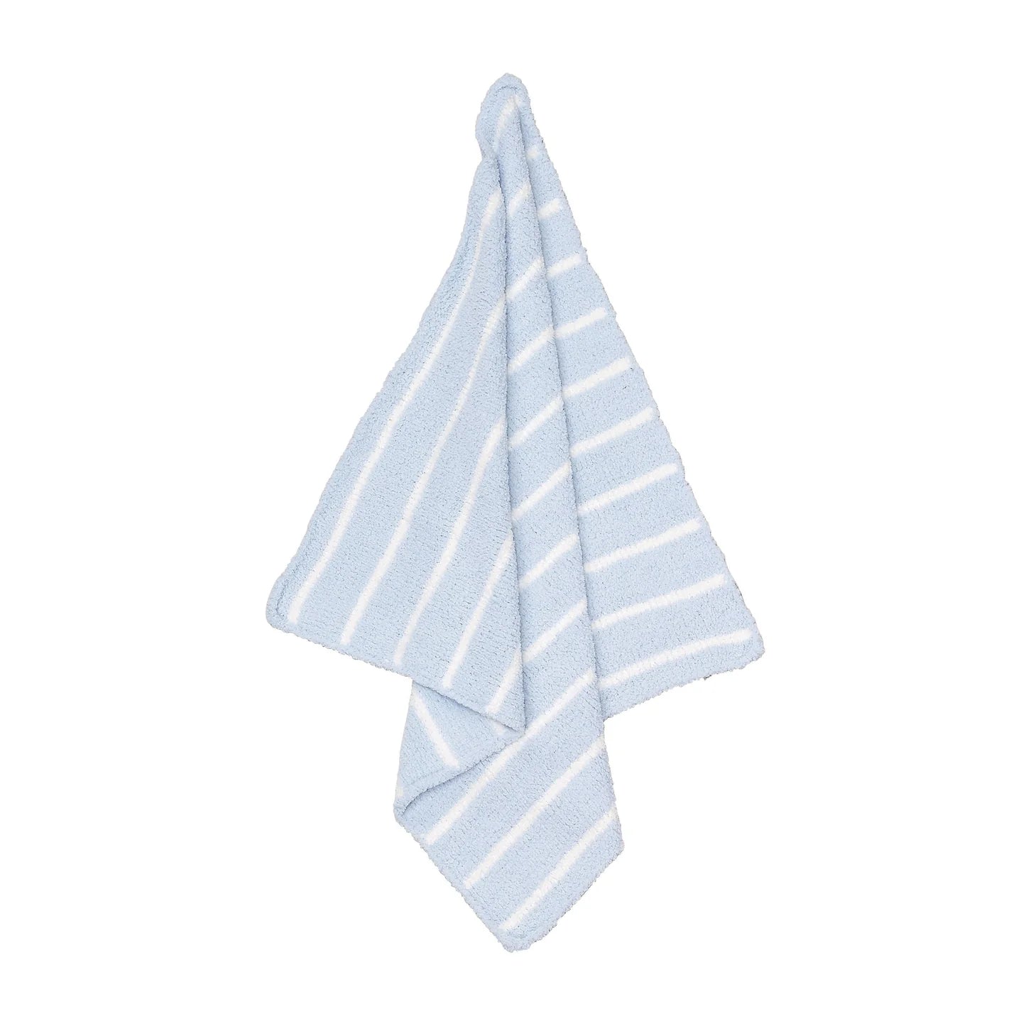 Chenille Blanket- Blue and Ivory Stripe