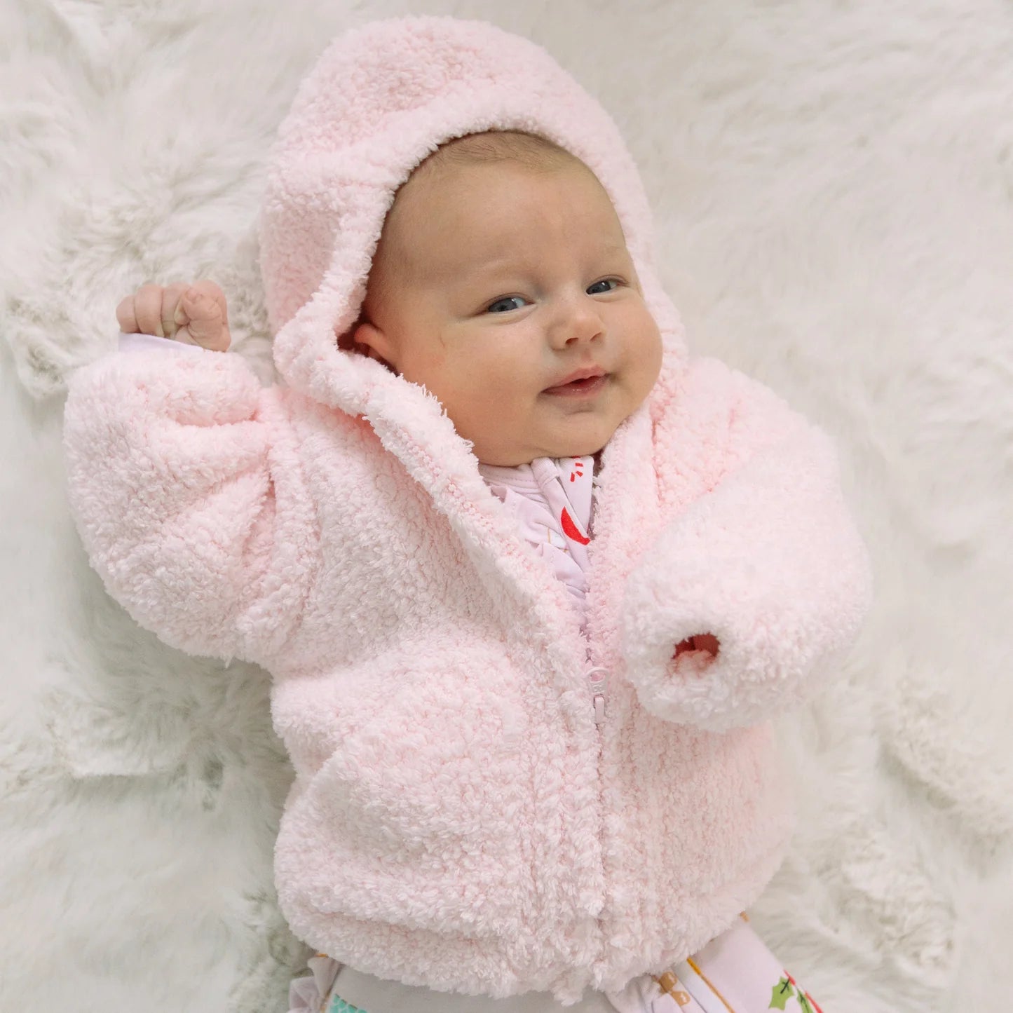 Pretty Pink Hooded Chenille Jacket