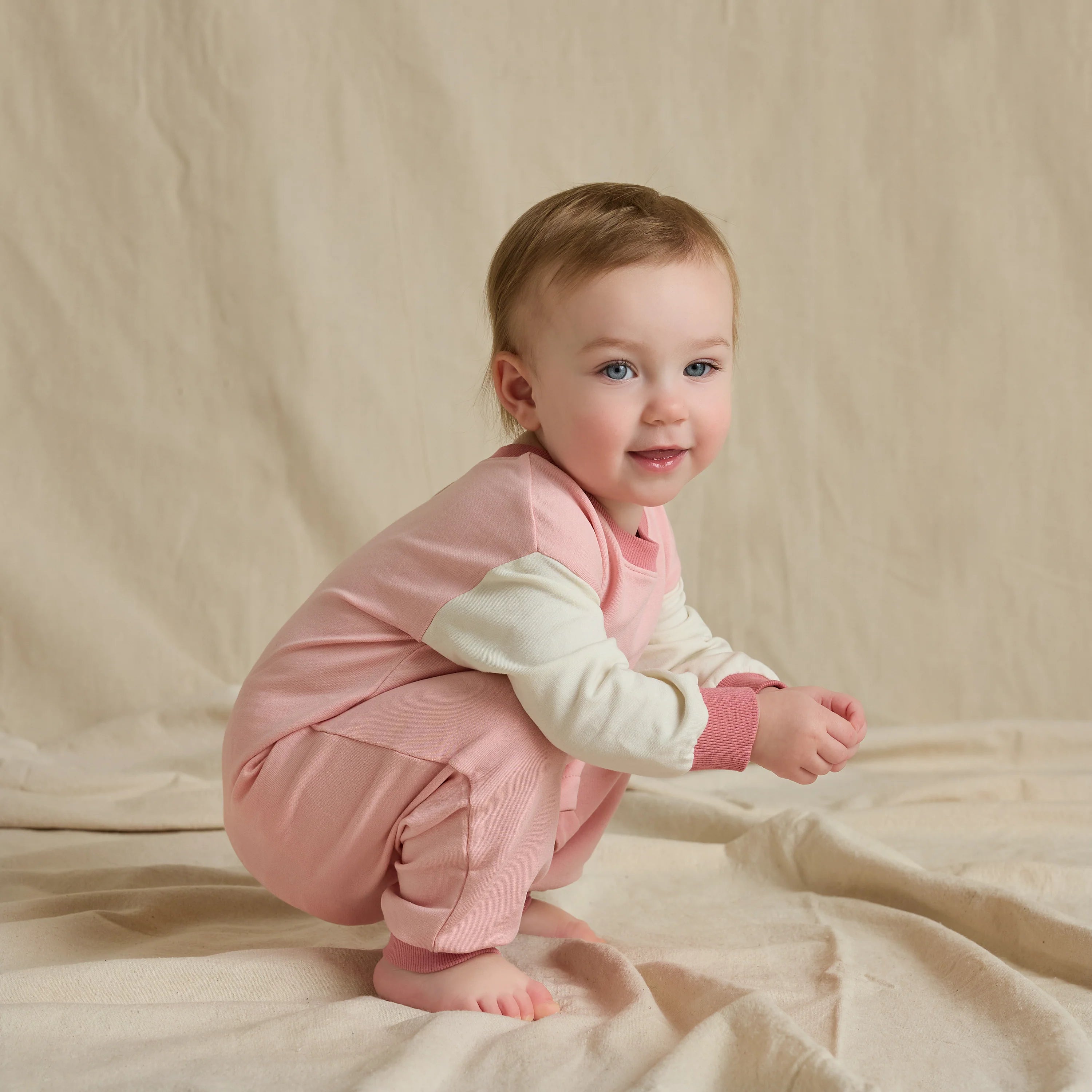 Baby Runaround Jumpsuit- Pink Colorblock