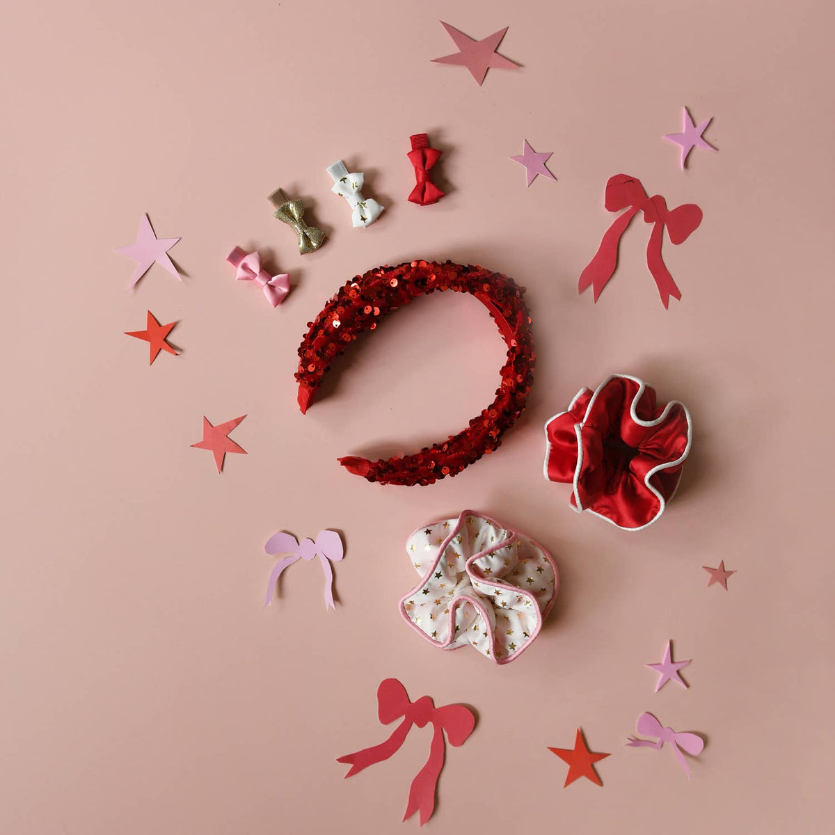 Sequin Velvet Headband - Red