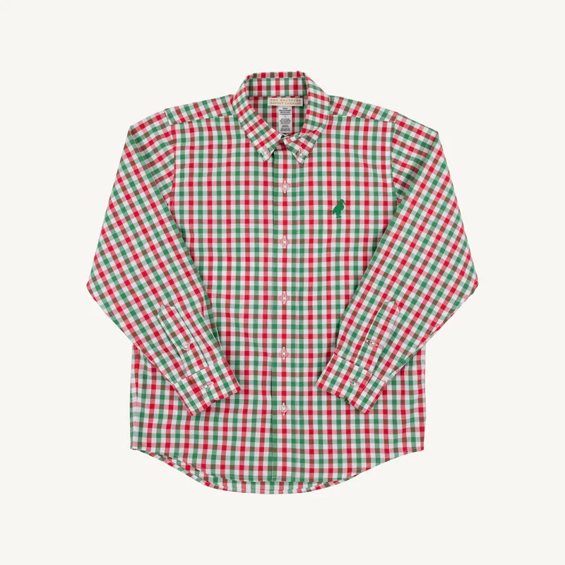Dean's List Dress Shirt- Richmond Red Kiawah Kelly Green Gingham