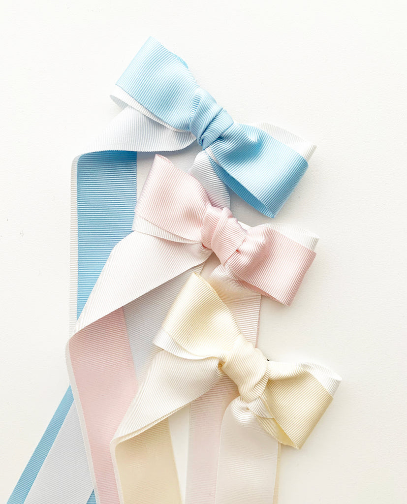 Double Pastel Grosgrain Long Tail Bow (8in)