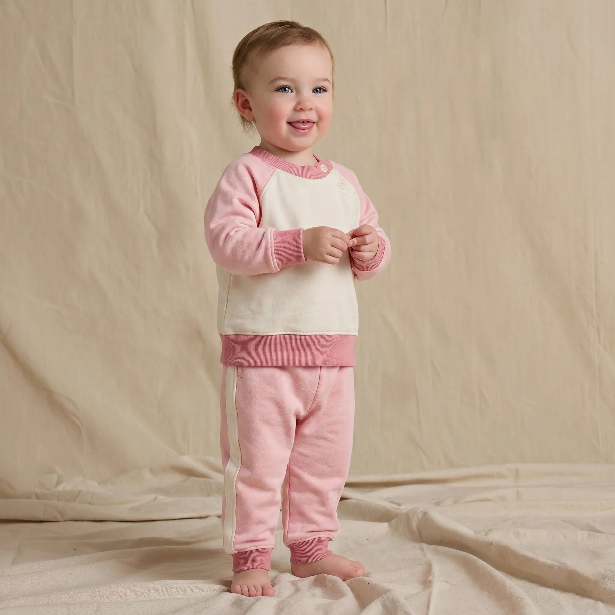 Baby Puzzle Jogger Set- Pink Colorblock