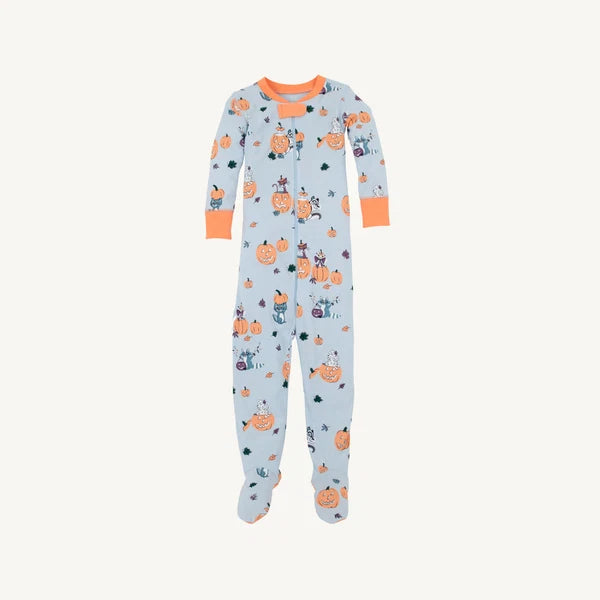 Fallon Footie Pajama- Candy and Critters Buckhead Blue