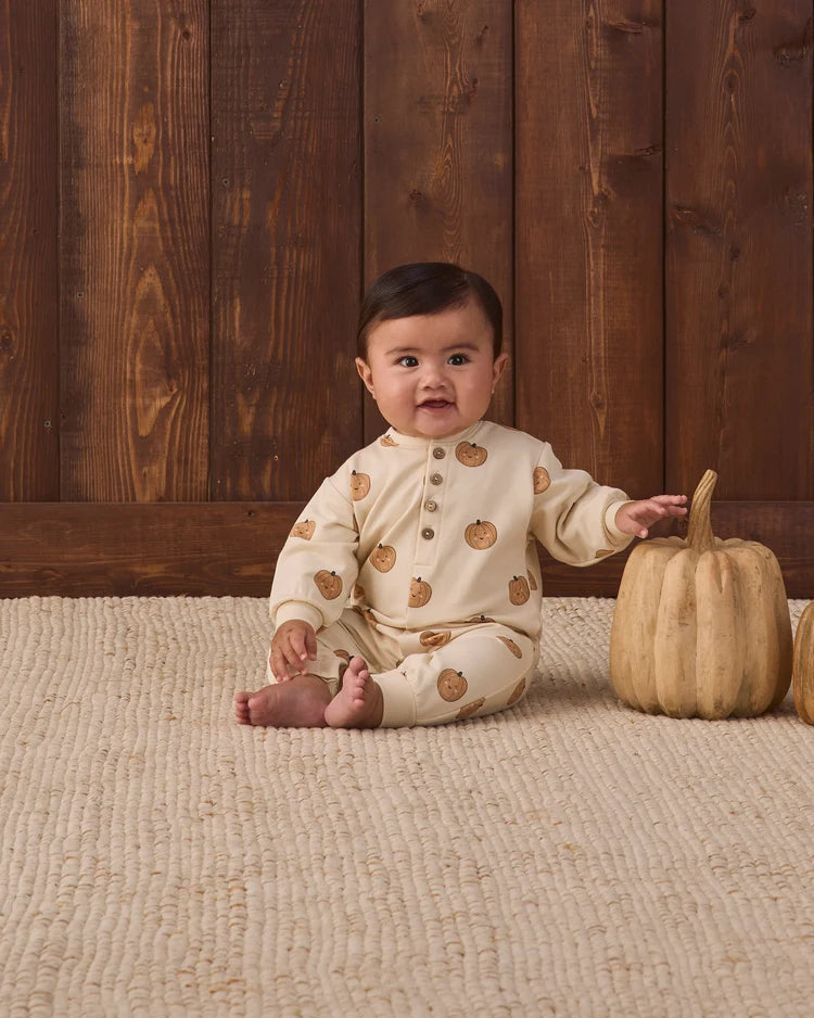 Relaxed Fleece Jumpsuit- Pumpkins