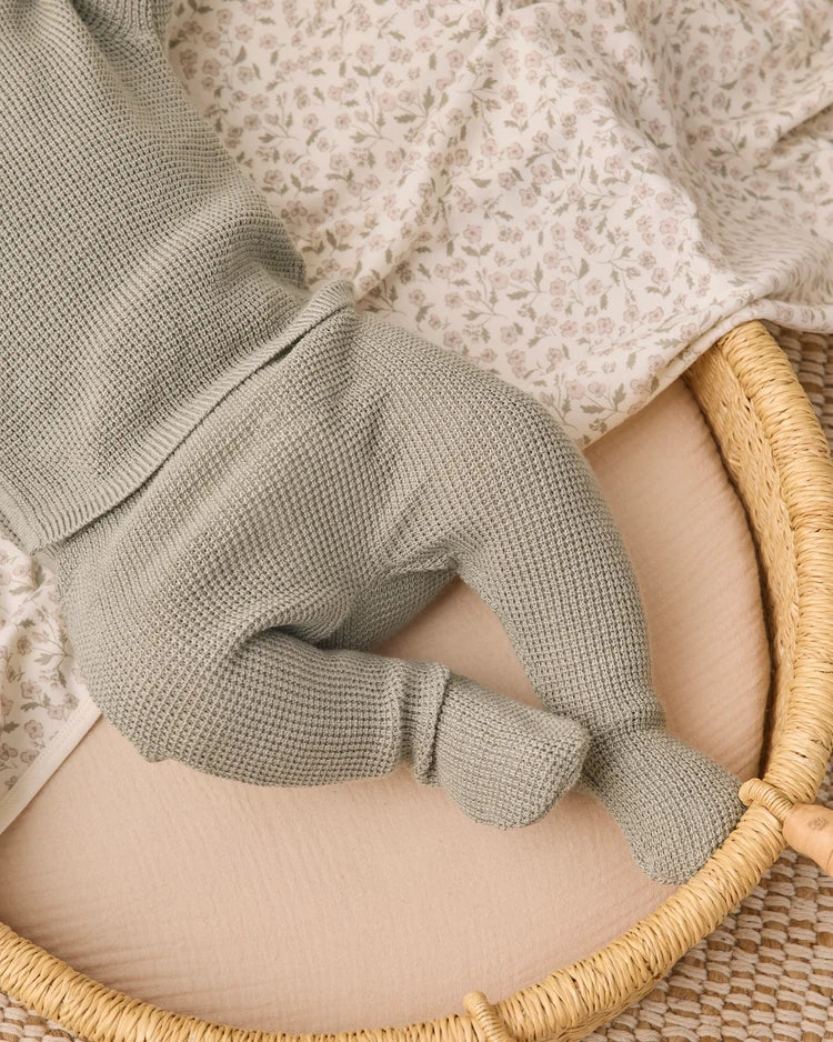 Knit Wrap Top + Footed Pant Set- Laurel