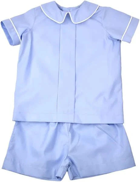 Boys Shorts Set- Blue Linen