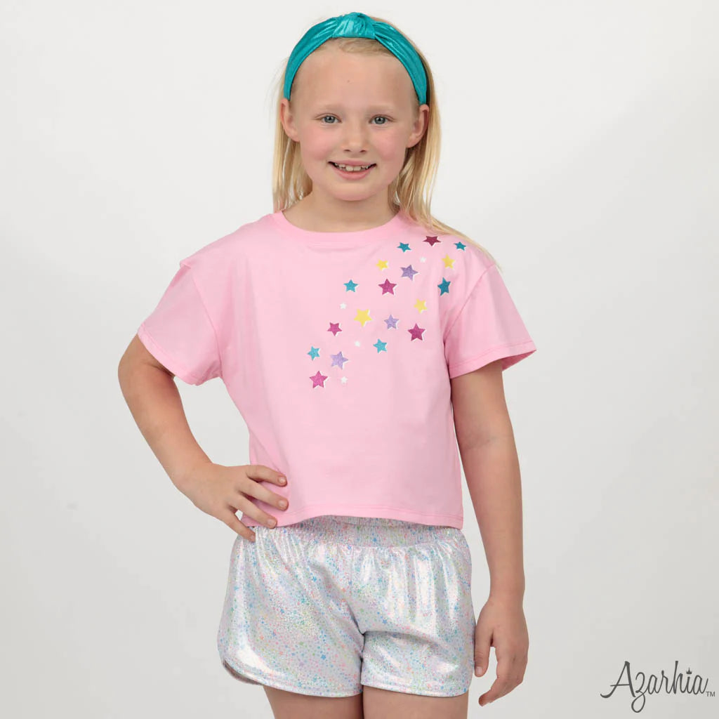 Glitter Falling Stars Pink Boxy Tee