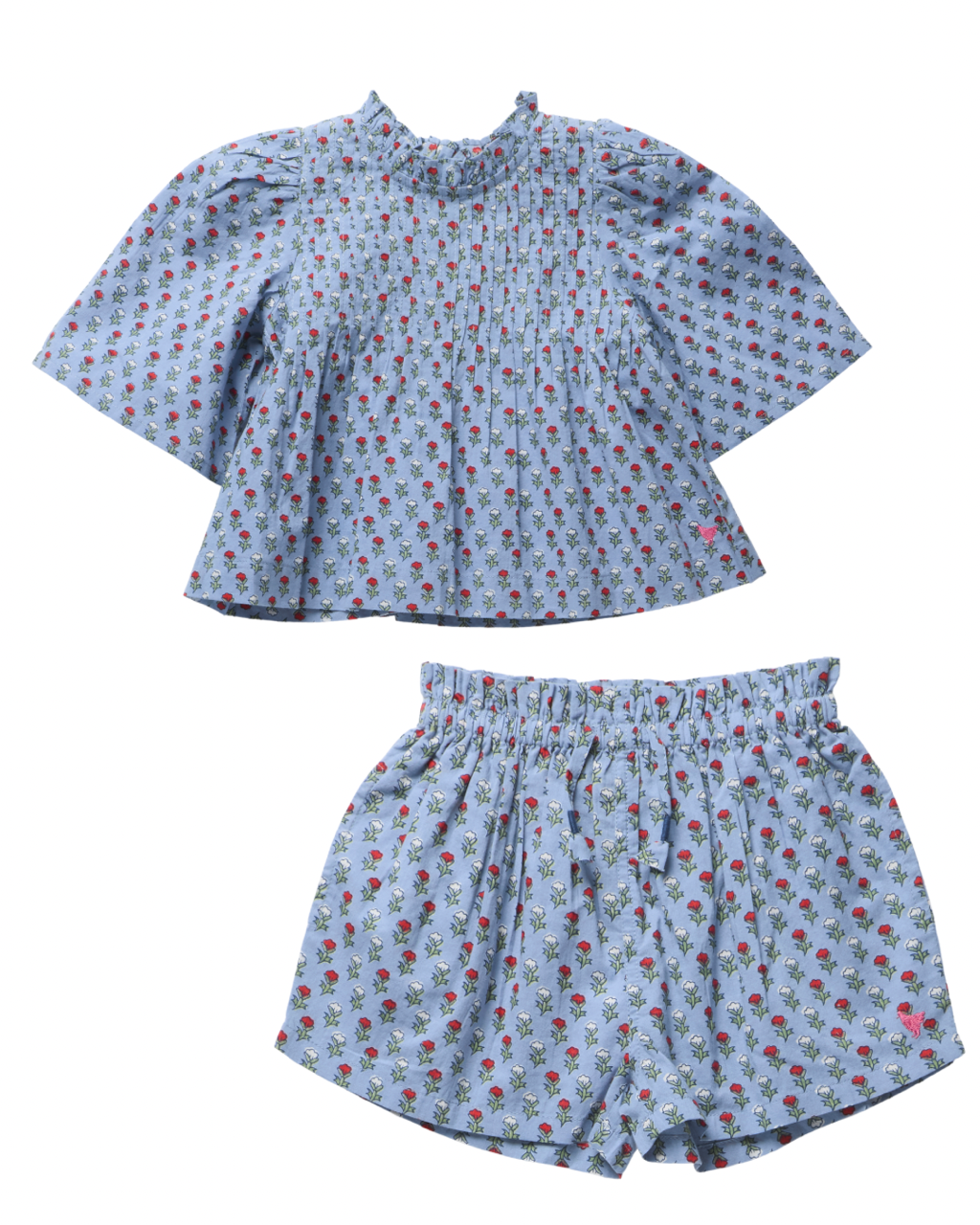 Jaipur Top + Short Set - Light Blue Carnation