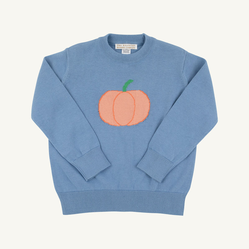 Isaac's Intarsia Sweater- Barrington Blue Pumpkin