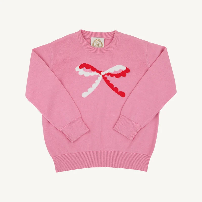 Isabelle's Intarsia Sweater- Hamptons Hot Pink Bow
