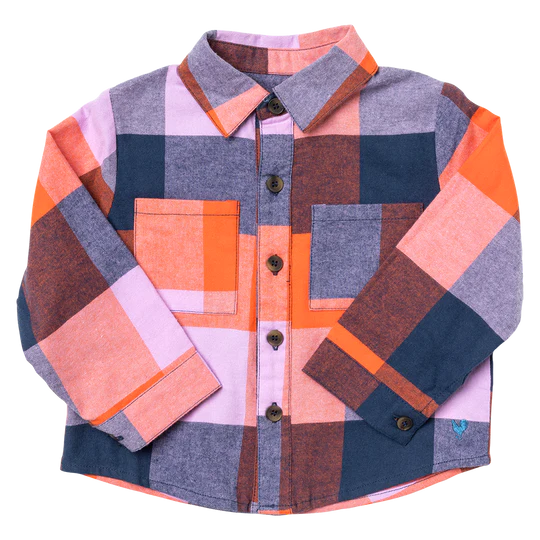Boys Jack Shirt - Navy Orange Check