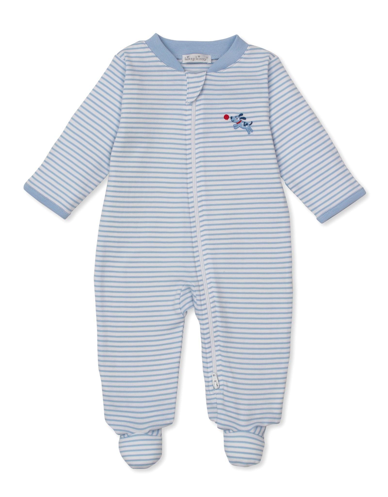 Puppy Patch Stripe Zip Footie