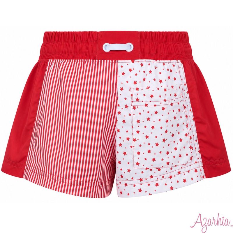 Red Stars and Stripes Color Block Shorts