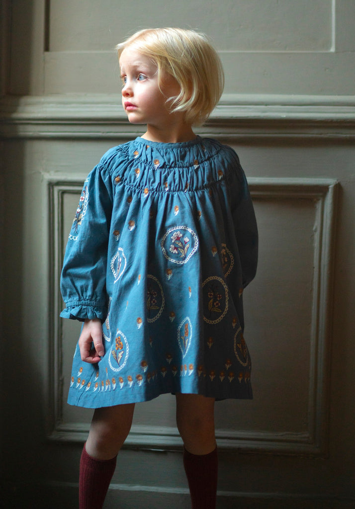 Tulip Dress - Blue Embroidery