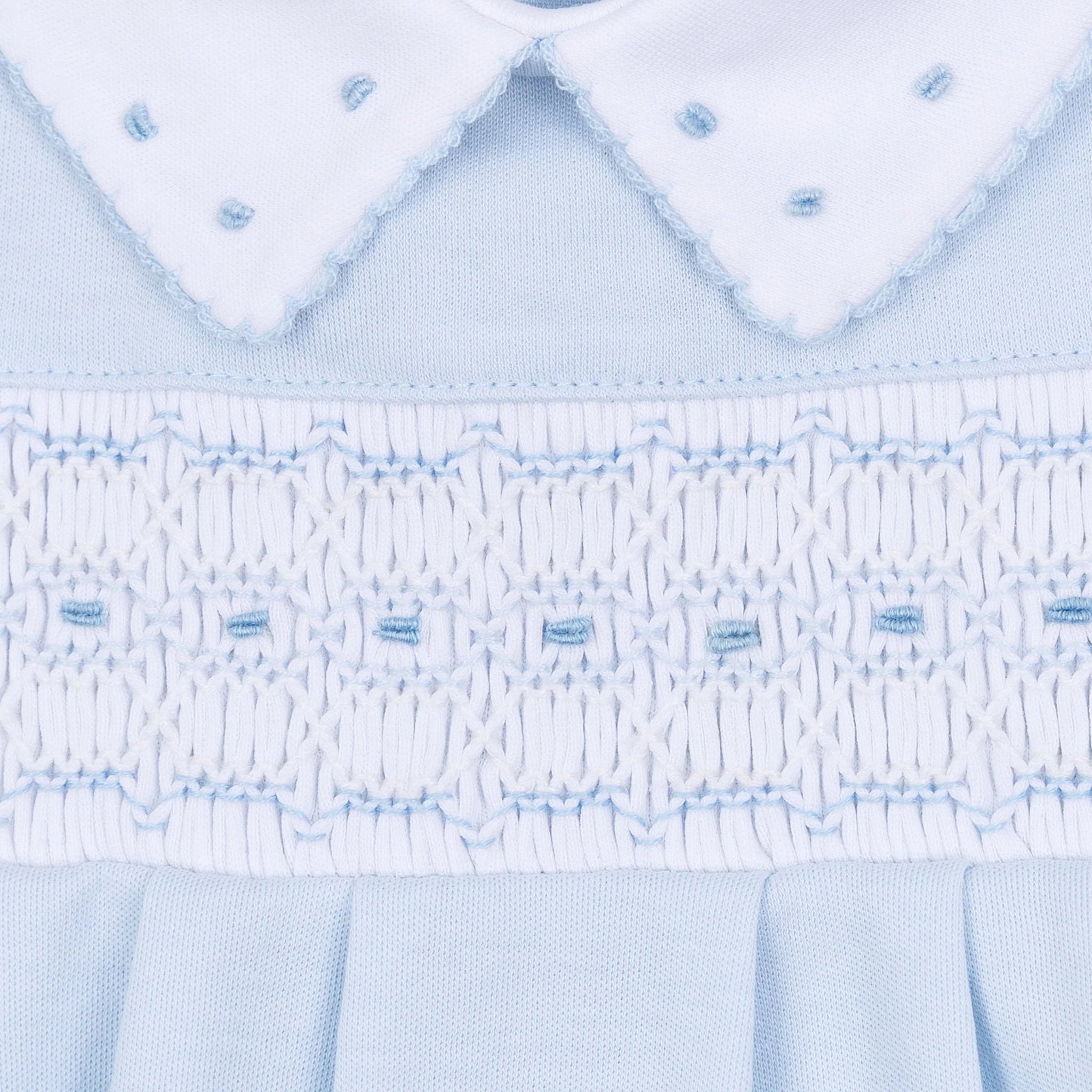 Landry Smocked Footie- Light Blue
