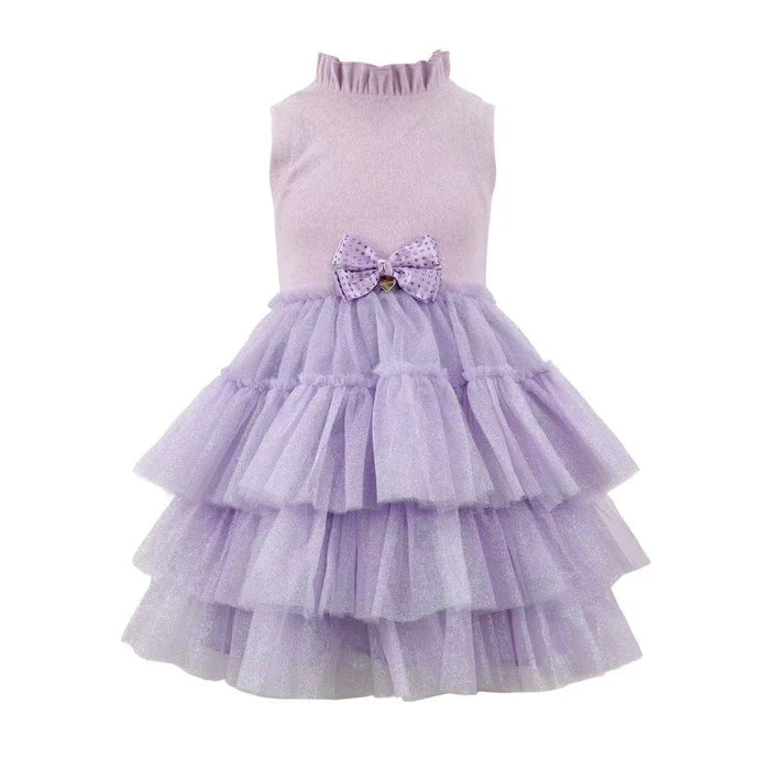 Lavender Shimmer Party Bow Dress
