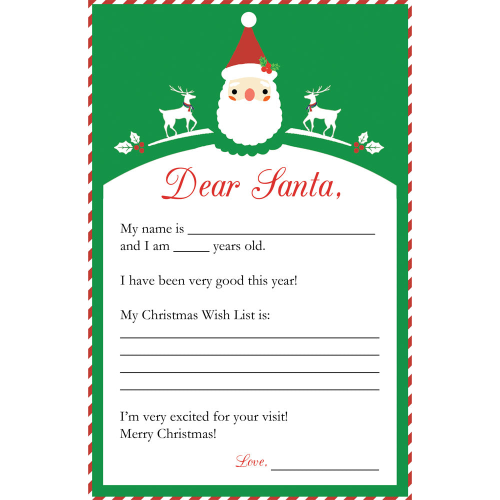 Letter to Santa Fill in the Blank Notecard