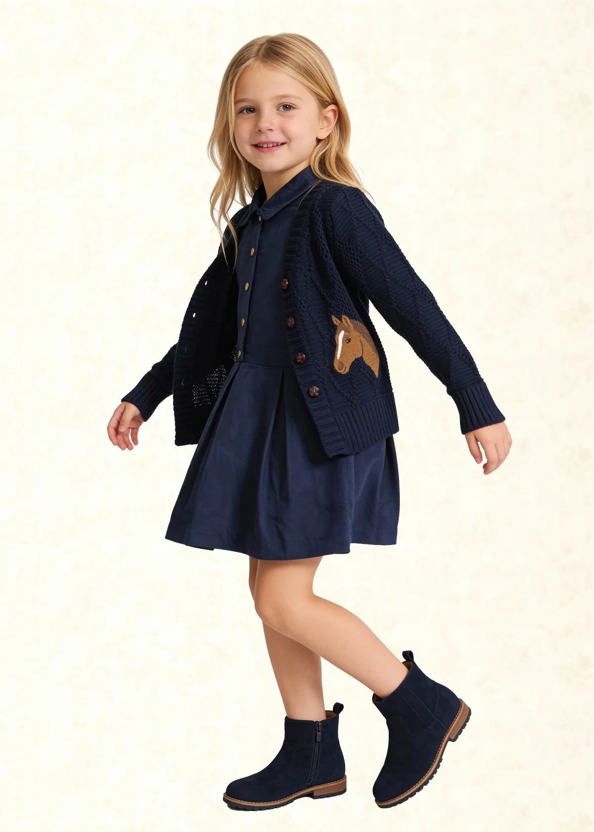 Lexington Sweater- Navy Horse