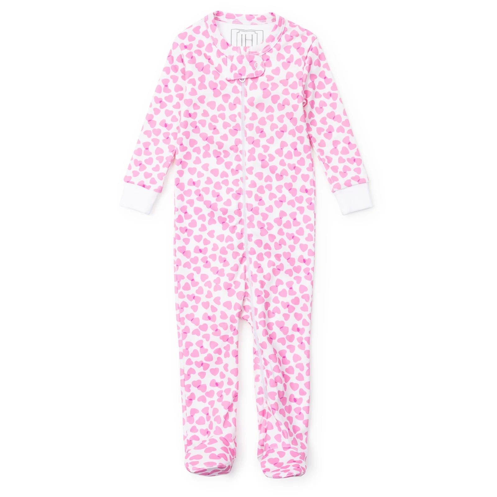 Parker Girls' Zipper Pajama - Confetti. Hearts Pink