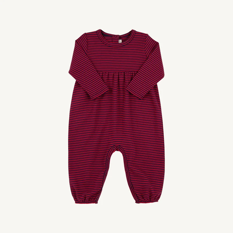 Long Sleeve Bradford Romper- Richmond Red Nantucket Navy Stripe