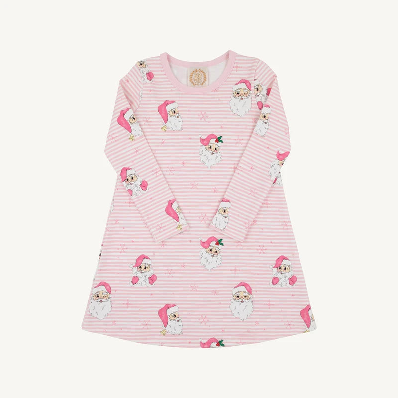 Long Sleeve Polly Play Dress- Dear Santa PBP Stripe
