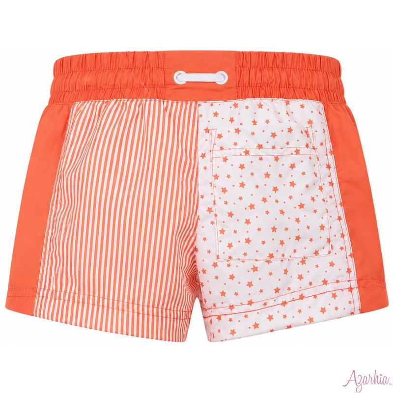 Orange Stars and Stripes Color Block Shorts