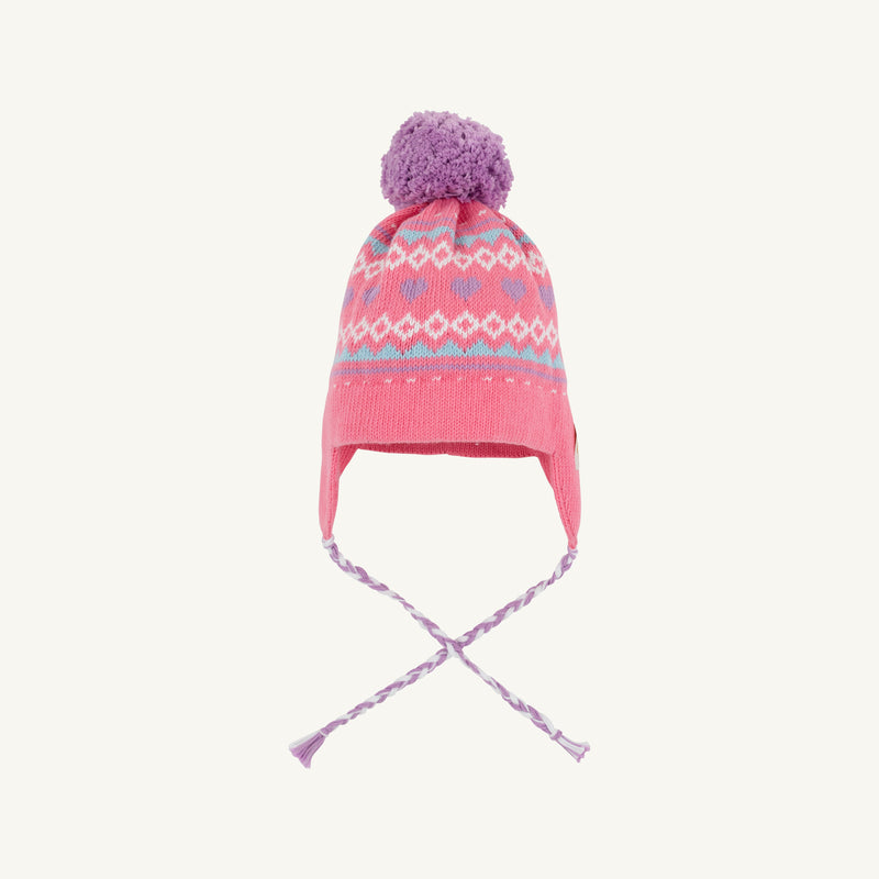 Parrish Pom Pom Hat- Winter Park Pink Fair Isle Hearts