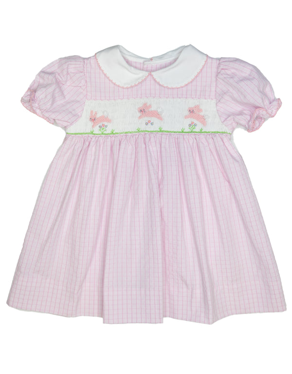 Pink Hopping Bunny Smock Dress