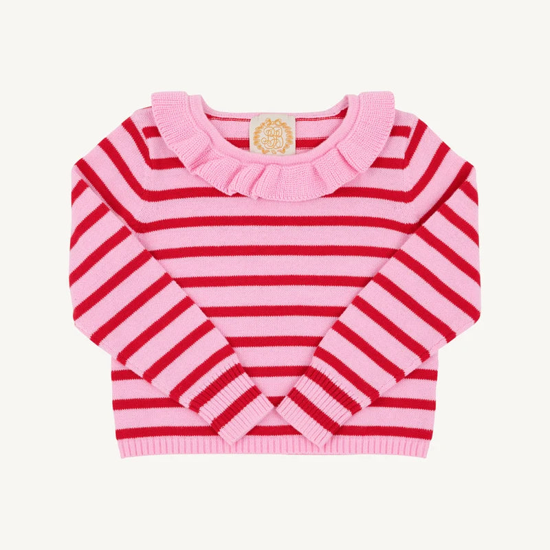 Reece Ruffle Sweater- Richmond Red Pier Party Pink