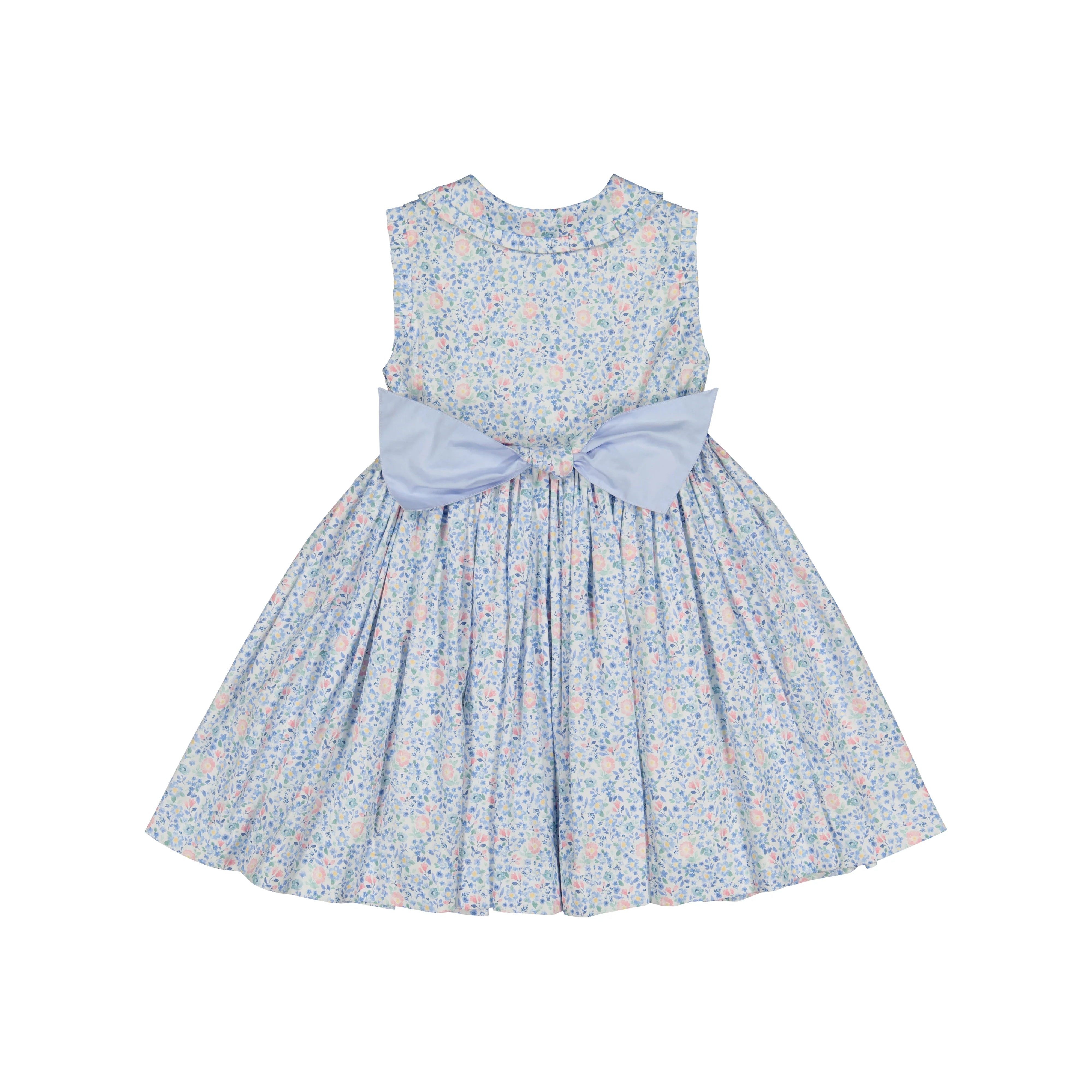 Olympe Floral Blue Sleeveless Smocked Dress