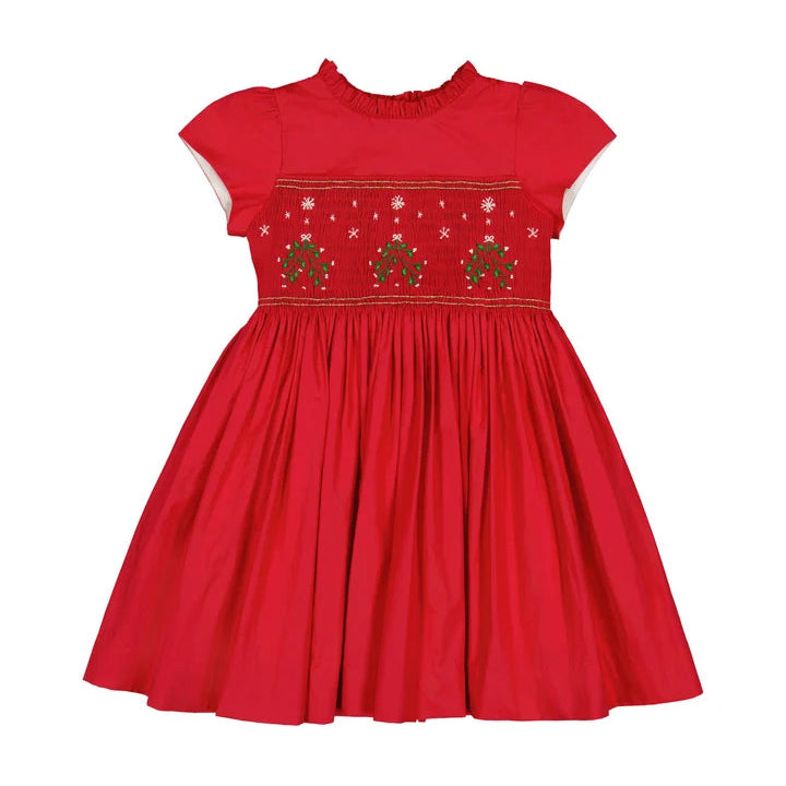 Perla Red Smocked Dress