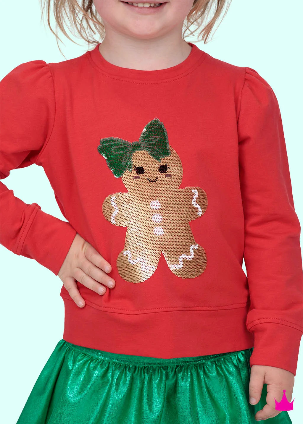 Sequin Gingerbread Red Sweatshirt