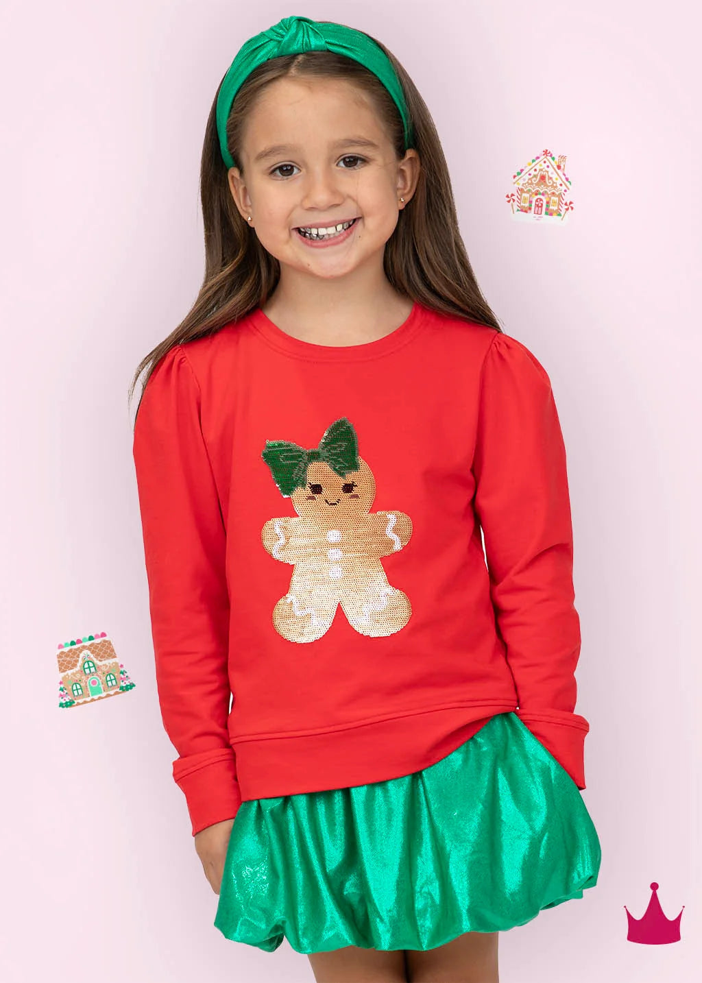 Sequin Gingerbread Red Sweatshirt