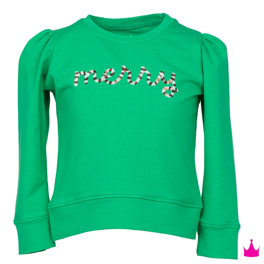 Sequin Merry Green Holly Sweatshirt