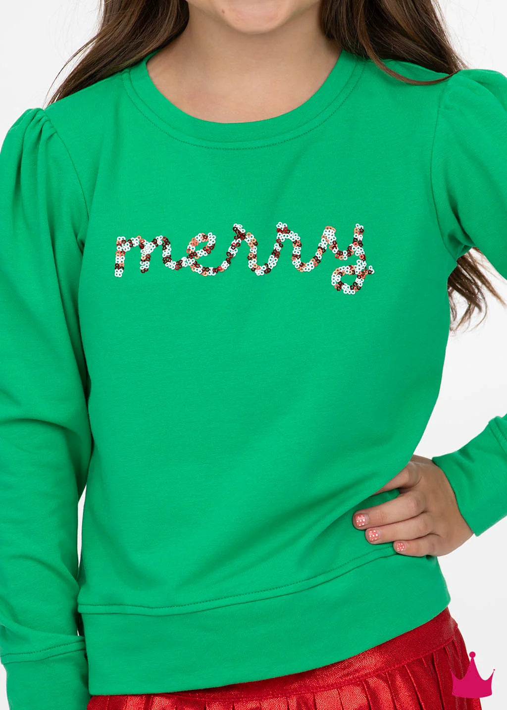 Sequin Merry Green Holly Sweatshirt