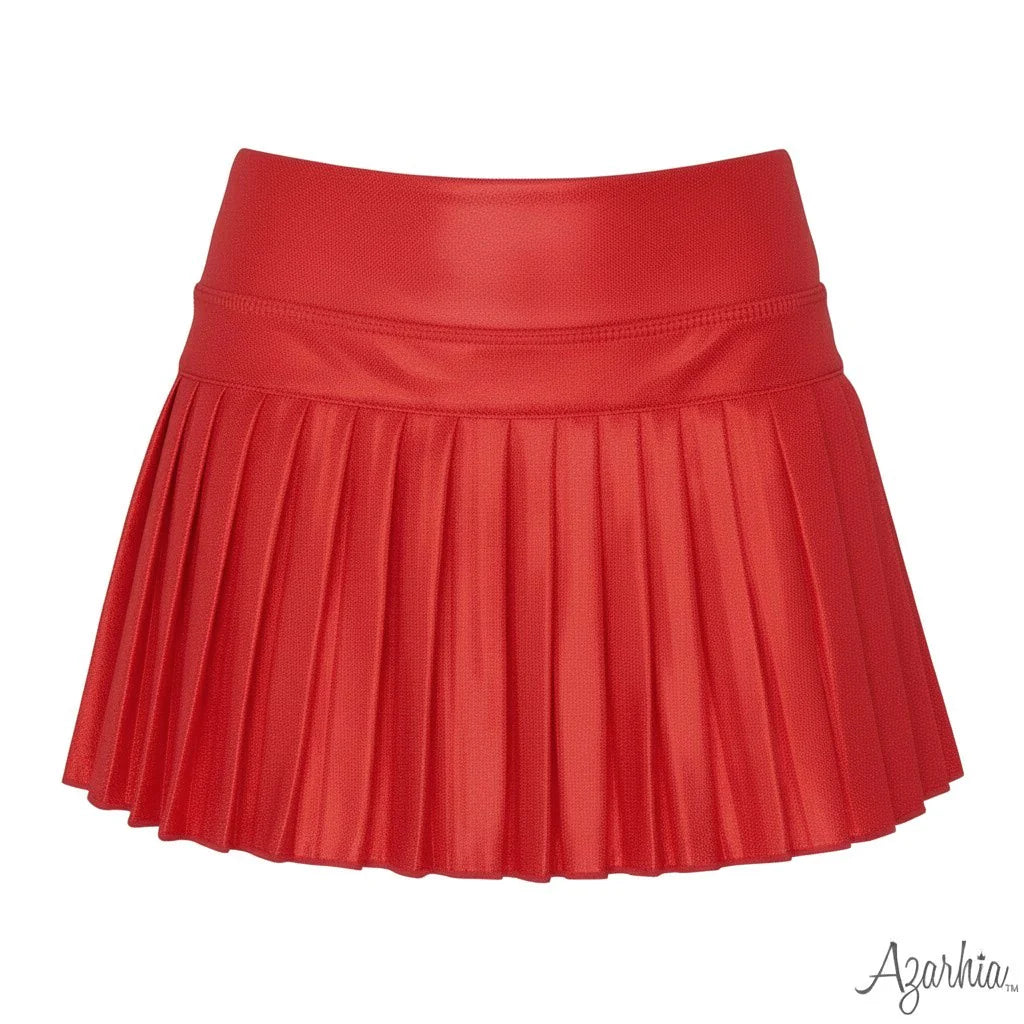 Red Shimmer Mini Pleated Skort