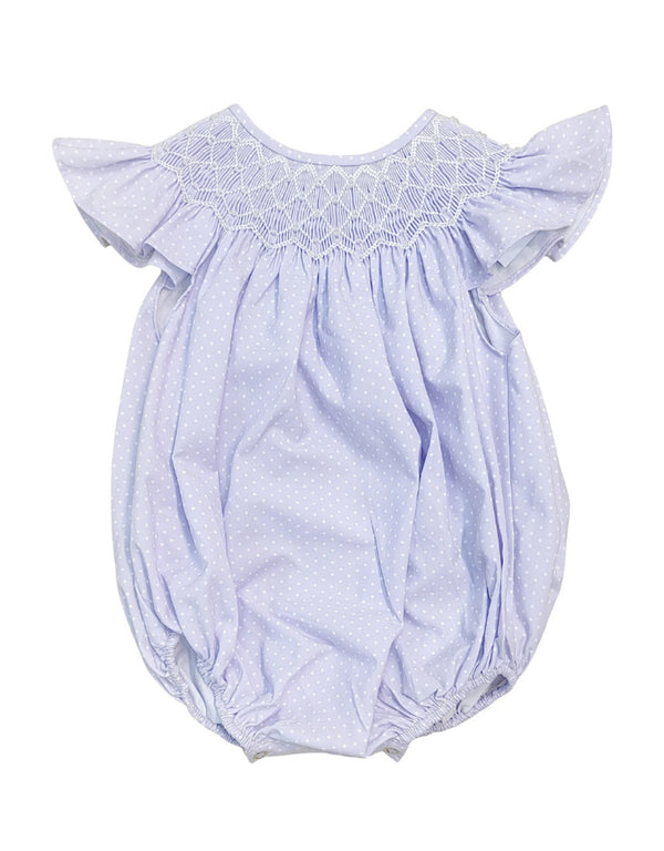Cathy Purple Polka Dot Pearl Smocked Bubble
