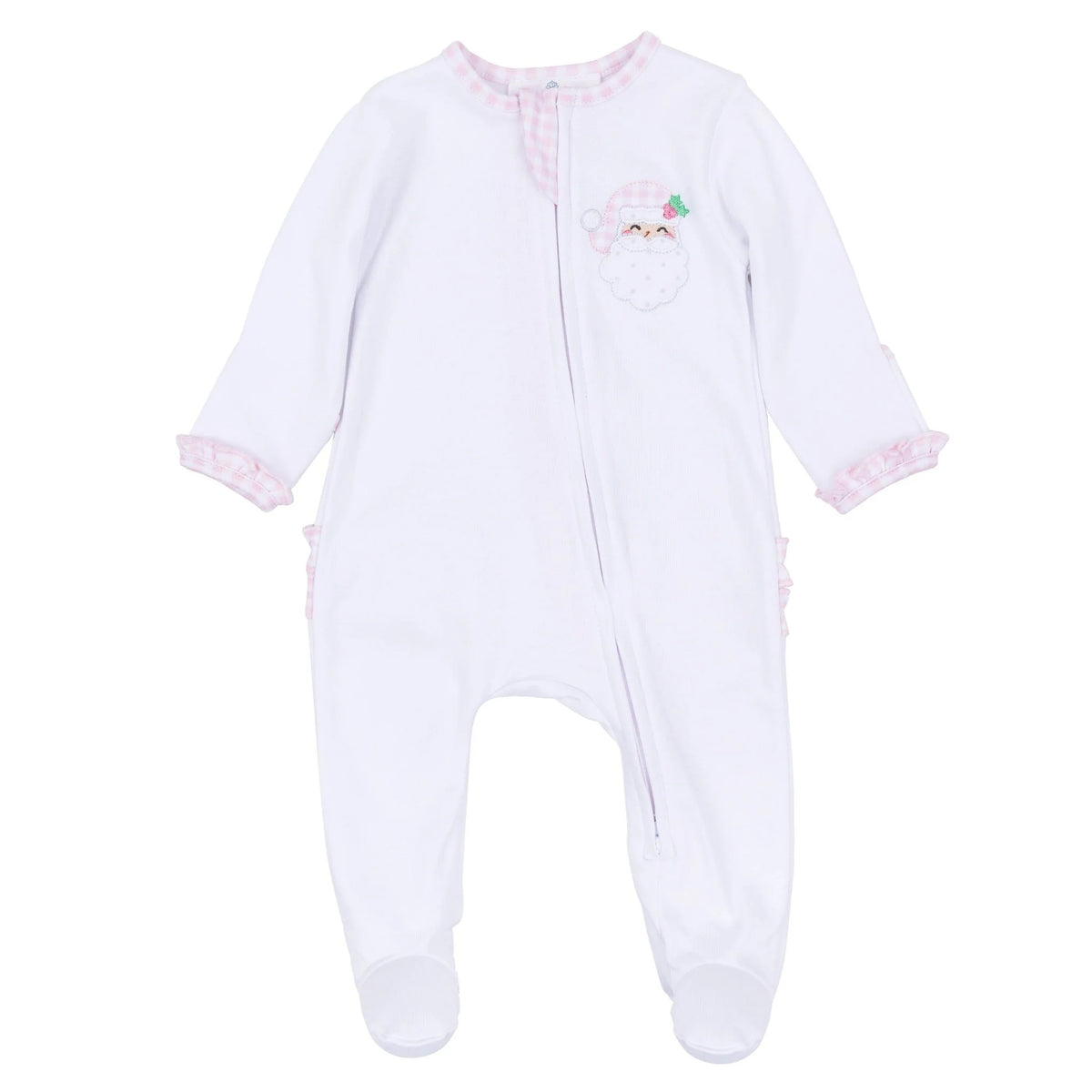 Sweet St Nick Ruffle Zip Footie - Pink