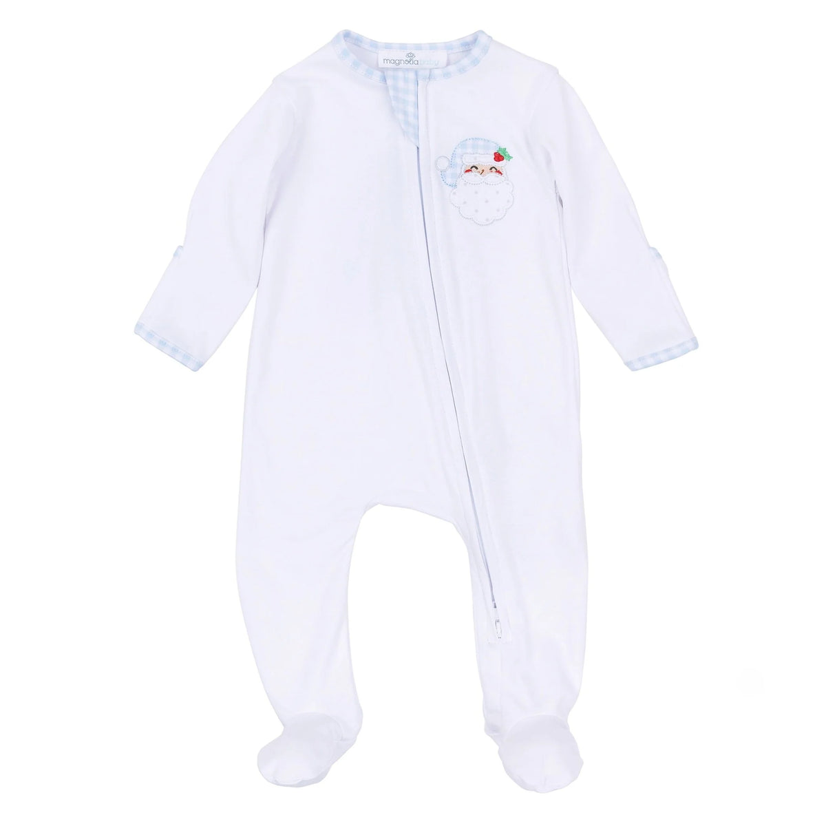 Sweet St Nick Zip Footie - Light Blue