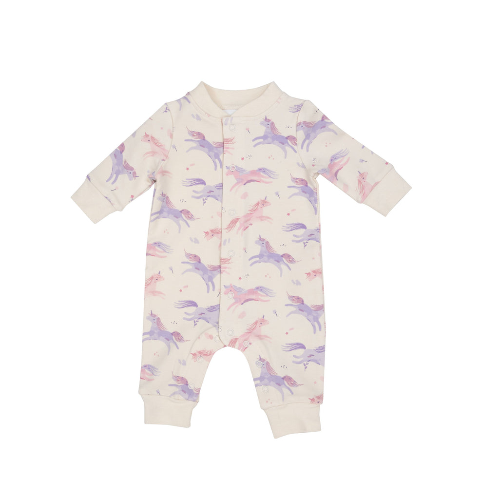 Dreamy Unicorns Baseball Collar Romper